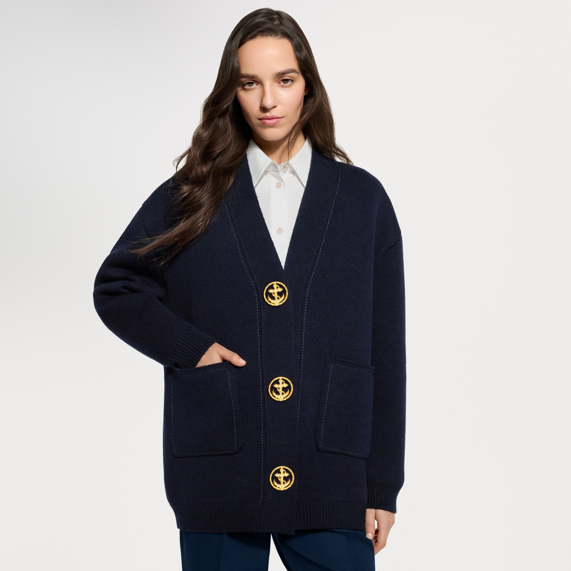 Anchor Button Oversized Cardigan - Ready-to-Wear | LOUIS VUITTON